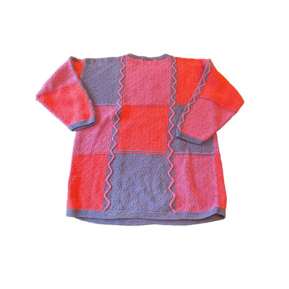 Colorful Hand-Knitted Sweater Embroidered Circular Patterns Segrets Sun Prints M - Picture 8 of 8